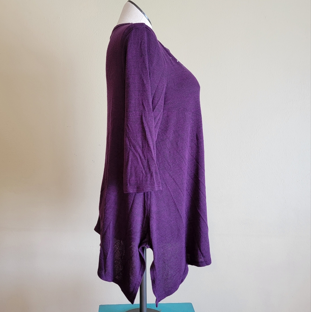 Purple Rhinestone Bedazzled Knit Top - Picture 4 of 7
